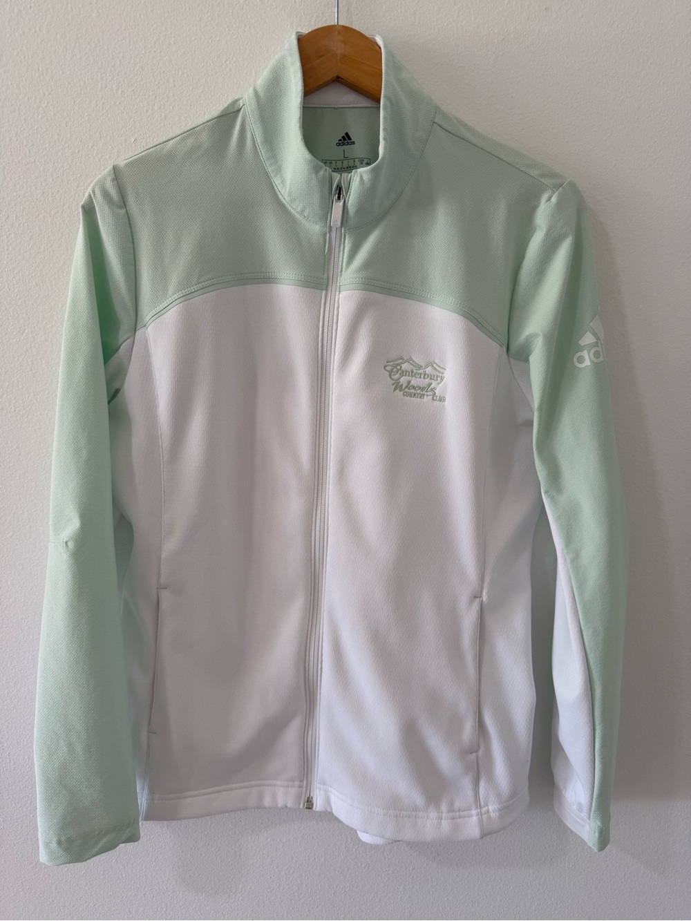 Adidas Golf Women's Go To Full Zip Jacket Mint Green White Colorblock Size L
